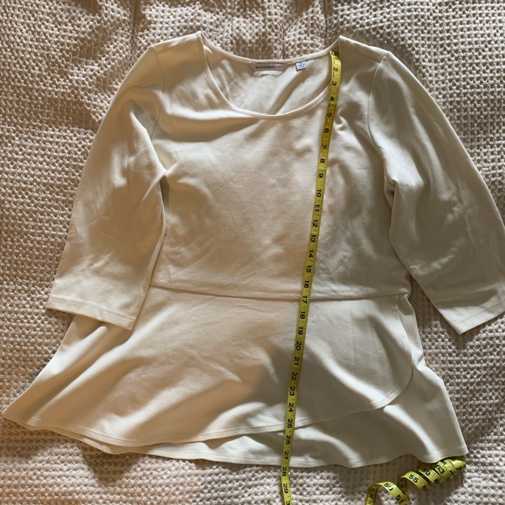 Like new cream Isaac Mizrahi peplum top, size 1X